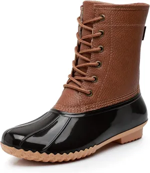 Women's Winter Duck Boots, GAWBAW Waterproof Lace Up Ankle Snow Rain Boots For Women