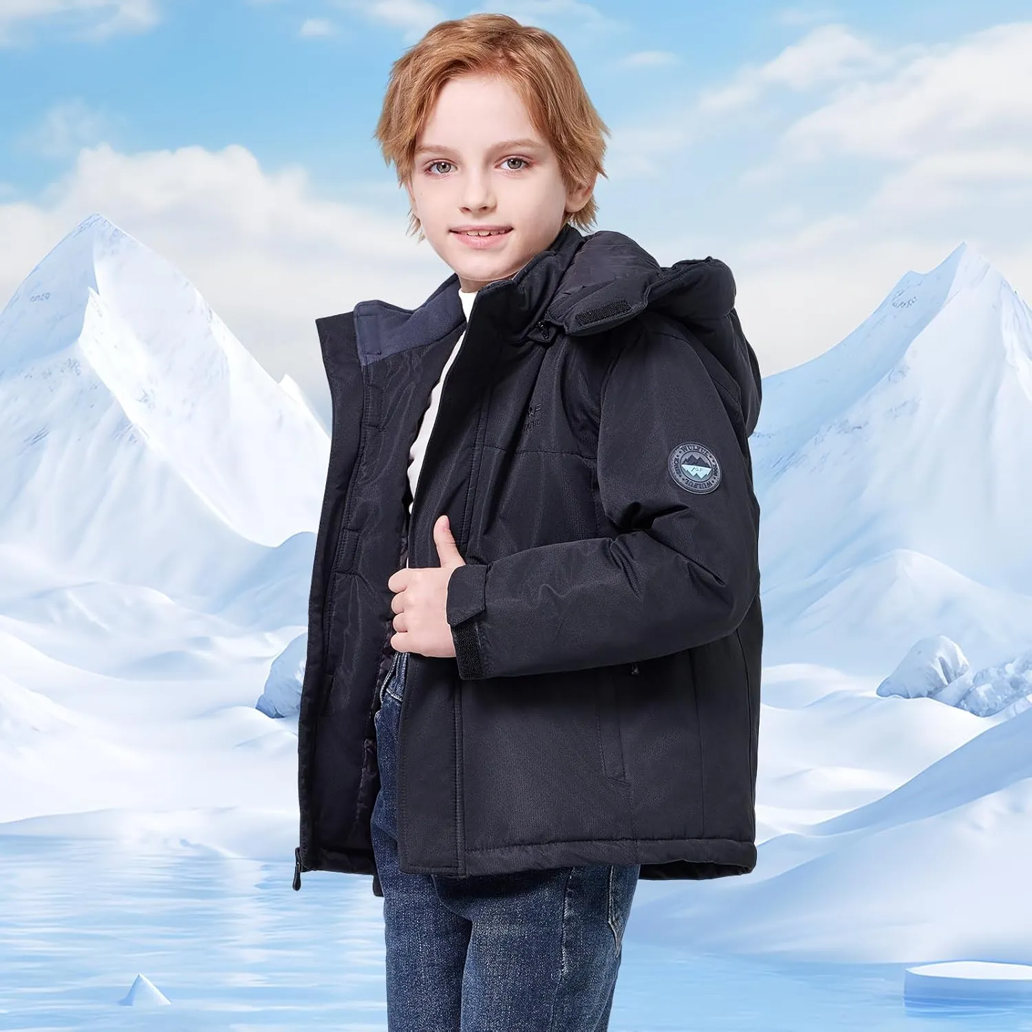 WULFUL Kid's Waterproof Ski Jacket Warm Fleece Hooded Boy's and Girl's Winter Snow Coat Outwear,Windproof RainCoat