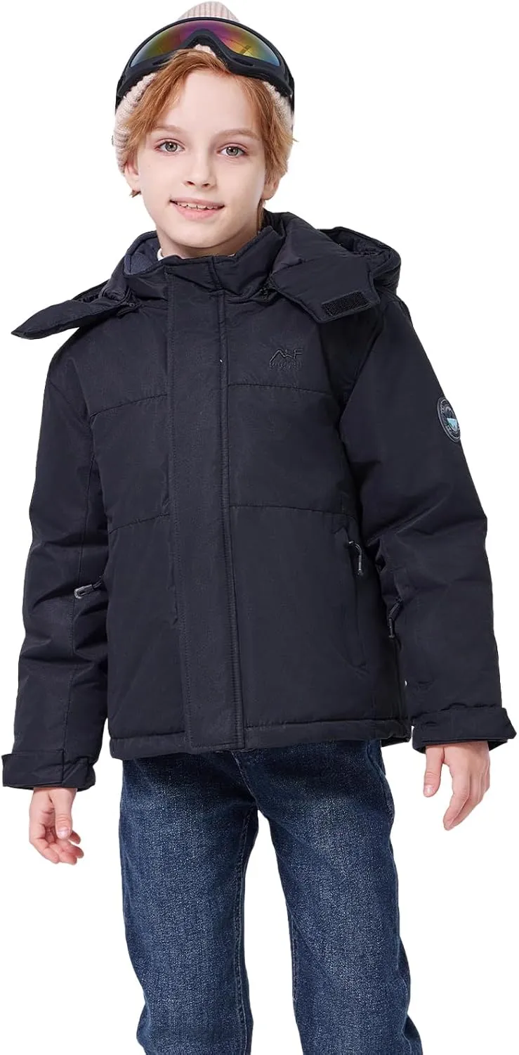 WULFUL Kid's Waterproof Ski Jacket Warm Fleece Hooded Boy's and Girl's Winter Snow Coat Outwear,Windproof RainCoat