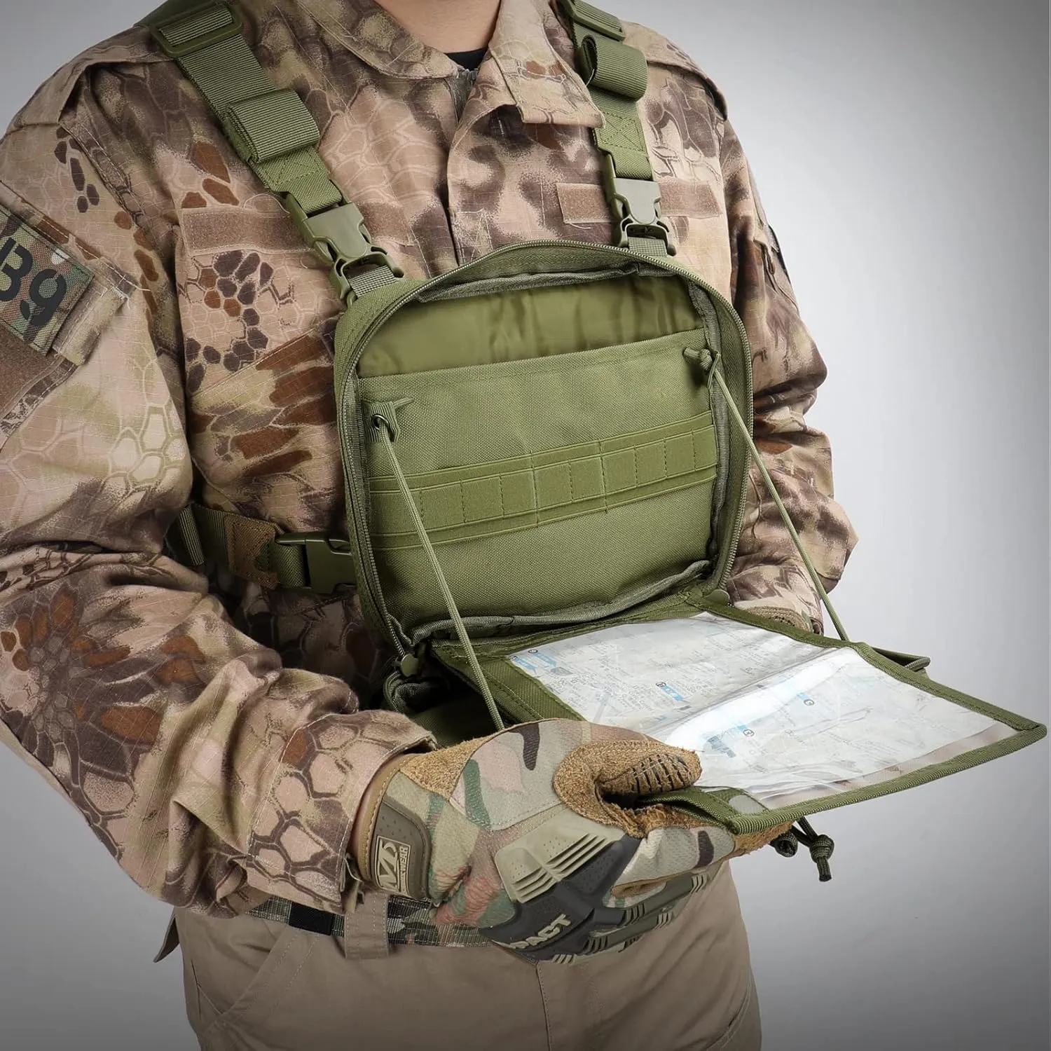 WYNEX Tactical Molle Admin Pouch of Laser Cut Design, Utility Pouches Molle Attachment Military Medical EMT Organizer with Map Pocket EDC EMT Pack IFAK Tool Holder Universal U.S.A Patch Included