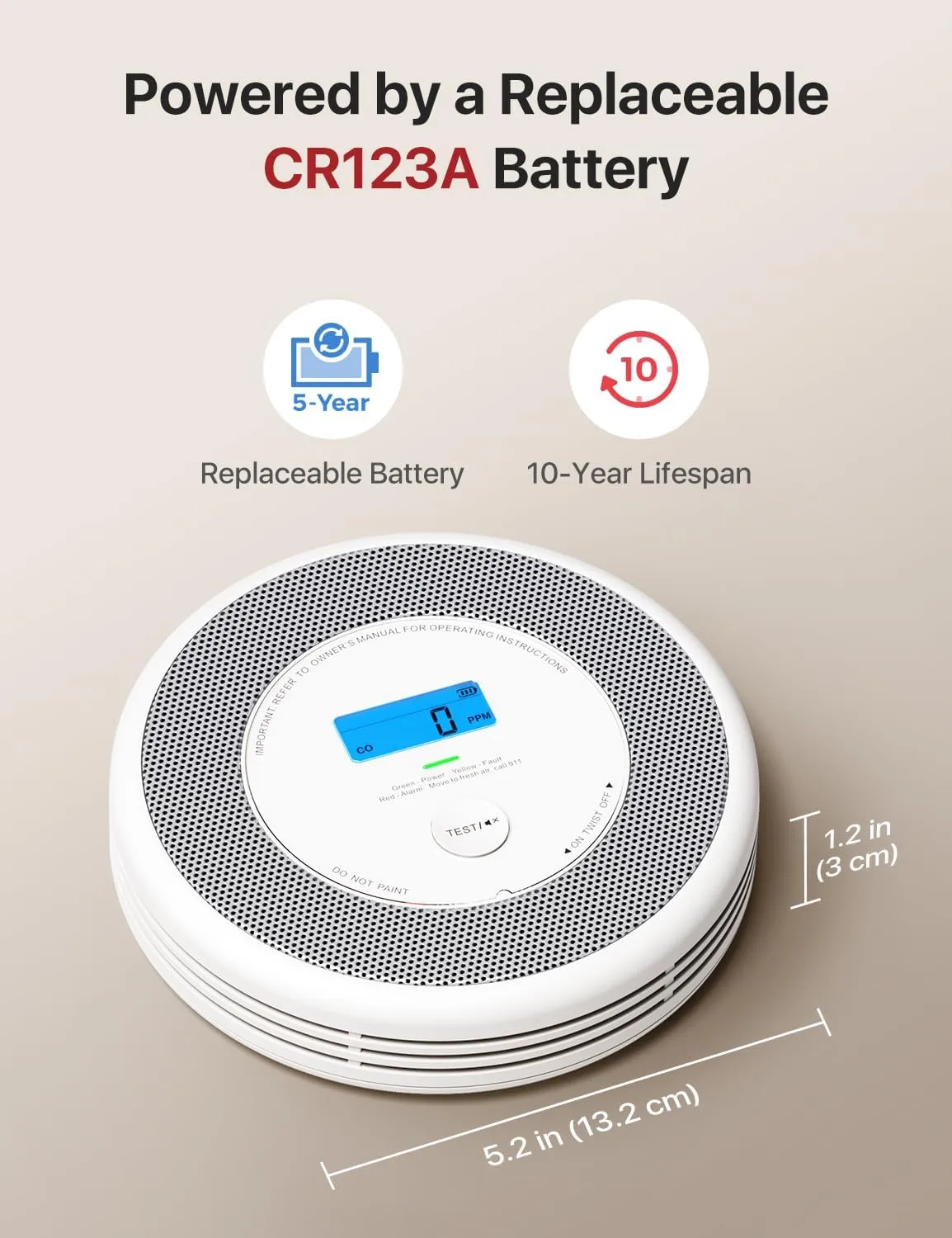 X-Sense Combination Smoke and Carbon Monoxide Detector with Voice Alerts, Smoke Detector Carbon Monoxide Detector Combo with Replaceable Battery, XP0A-SR, 1-Pack