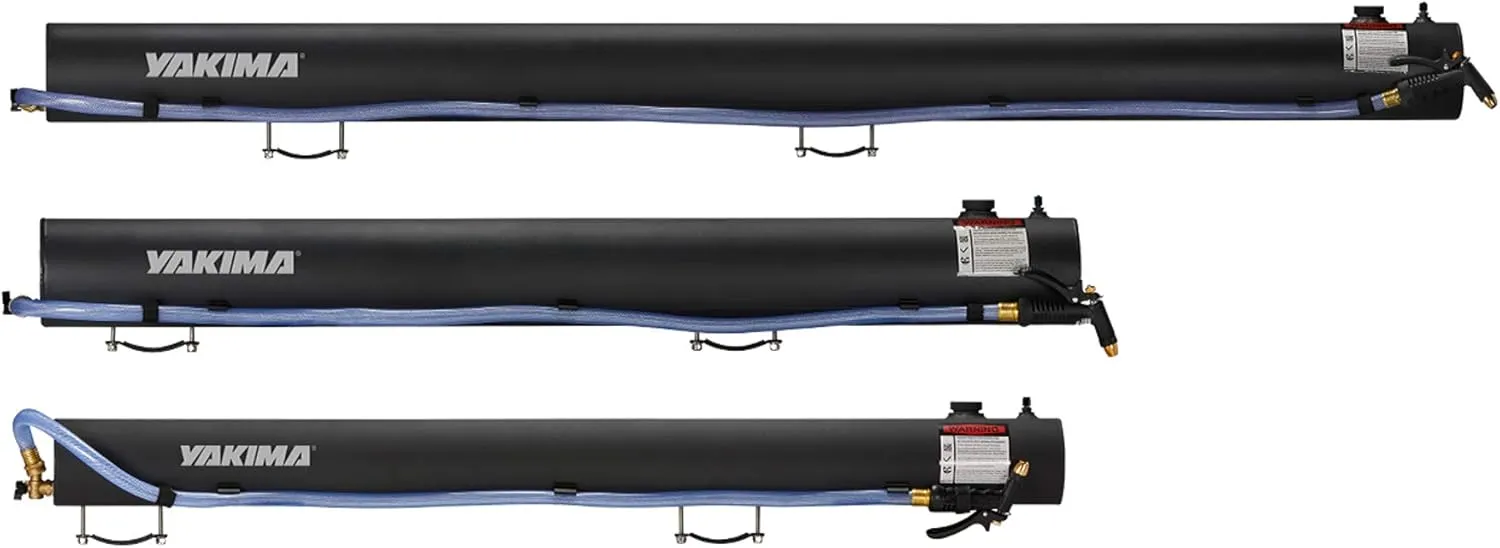 Yakima RoadShower Portable Aluminum Pressurized Water Storage with Garden Hose Adapter and 2 Outlet Water Ports