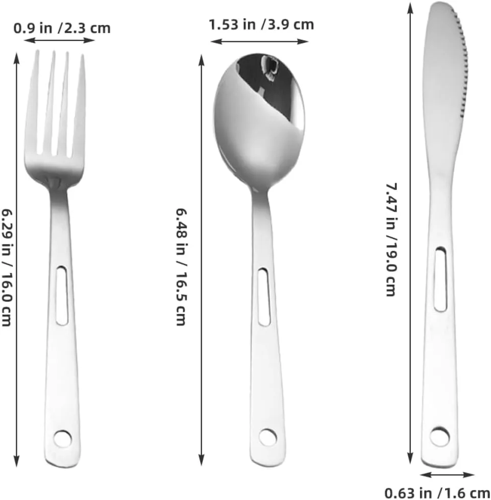 Yardwe 3sets Portable Camping Cutlery Stainless Steel Tableware for Outdoor Dining Lightweight and Compact Travel Utensils and Reusable for Camping and Picnics