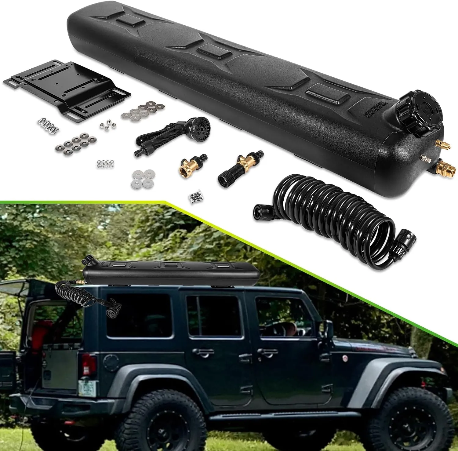 Yoursme 8-Gallon Pressurized Water Tank for Camping Showers, Overlanding and Outdoor Activities Water Supply, Roof Rack Mount Portable Water Storage for Trucks & Off Road Vehicles