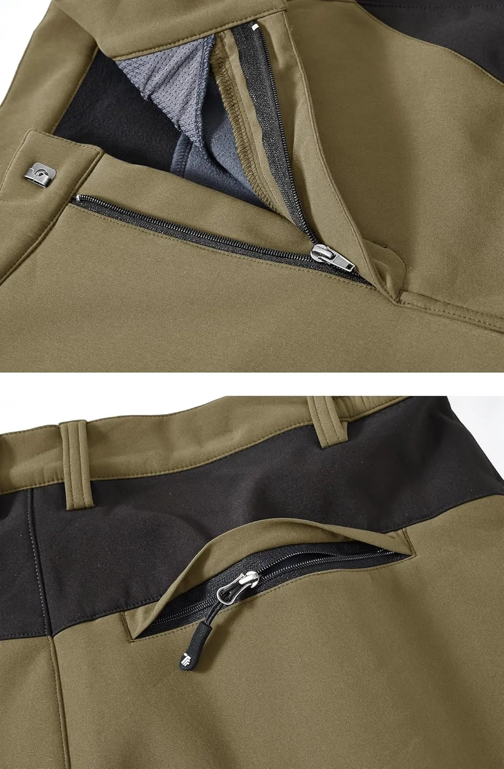 YSENTO Men's Fleece Lined Ski Snow Pants Winter Waterproof Softshell Insulated Hiking Cargo Pants