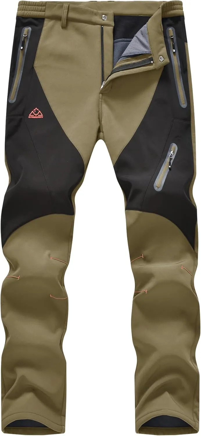 YSENTO Men's Fleece Lined Ski Snow Pants Winter Waterproof Softshell Insulated Hiking Cargo Pants