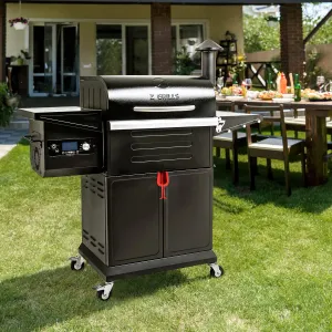 Z GRILLS Wood Pellet Grill & Smoker 8-in-1 Pellet Grill with Automatic Temperature Control，Meat Probes，572 Sq. in Area for Backyard Camping Outdoor Party