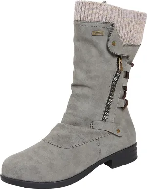 ZDLJYL Women's Knee High Comfortable Suede Slouch Flat Boots with Flat Heel and Side Zipper
