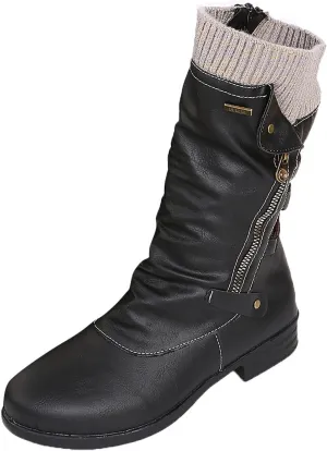 ZDLJYL Women's Knee High Comfortable Suede Slouch Flat Boots with Flat Heel and Side Zipper