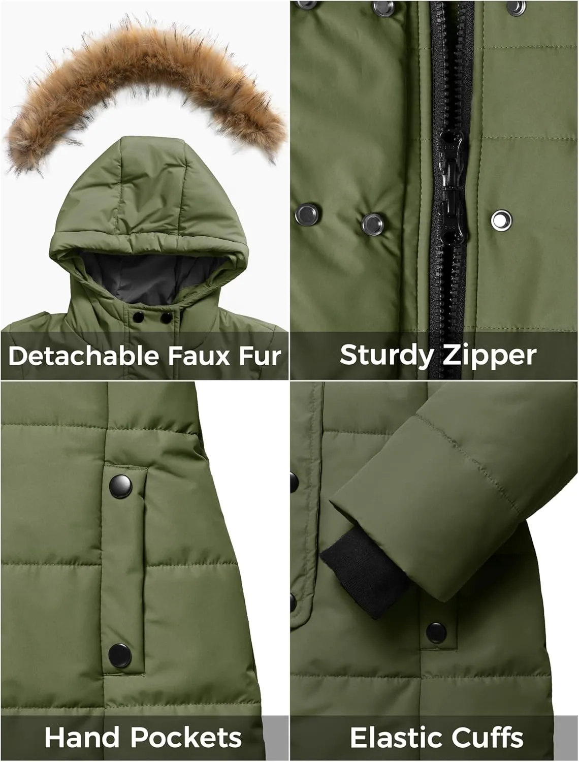 ZSHOW Girls' Long Winter Coat Parka Waterproof Warm Puffer Jacket